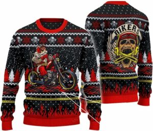 Santa Riding Motorcycle Customized Christmas Sweater